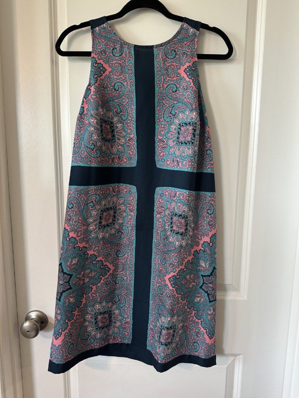 LOFT Paisley Sleeveless Shift Dress Size S Blue Pink